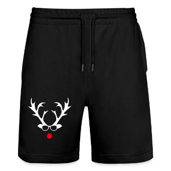 Rudolph with glasses silhouette design - Stanley/Stella Trainer Unisex Organic Jogging Shorts - black - Front - Nik (191cm) & Marisol (170cm)