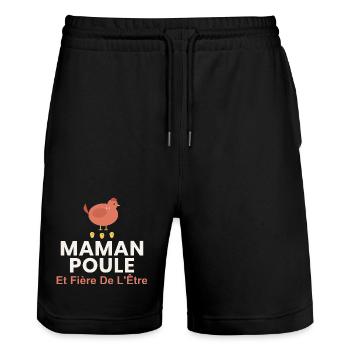 Les Montagnes M'appellent – Randonnée Nature Avent - Short de jogging bio TRAINER Stanley/Stella unisexe - noir - Devant - Nik (191cm) & Marisol (170cm)