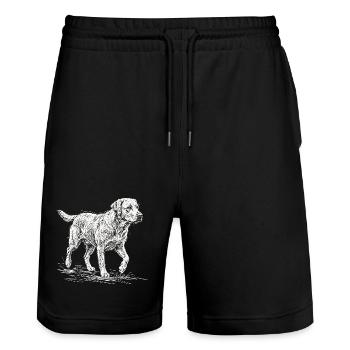 Labrador Sketch Weiß – Minimalistisches Design - Stanley/Stella Unisex Bio Joggingshorts Trainer  - Schwarz - Vorne - Nik (191cm) & Marisol (170cm)