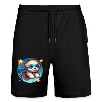 Hero Dog Superhero Doggy Super Puppy - Stanley/Stella Trainer Unisex Organic Jogging Shorts - black - Front - Nik (191cm) & Marisol (170cm)