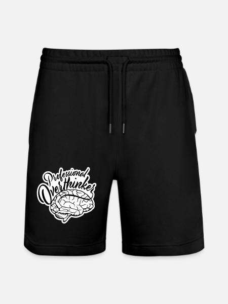 Professional Overthinker Funny Brooding Anxiety Logo - Stanley/Stella Trainer Unisex Organic Jogging Shorts - black