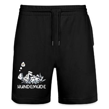 Hundemüde Dalmatiner Dalmatinerbesitzer Dalmatine - Stanley/Stella Unisex Bio Joggingshorts Trainer  - Schwarz - Vorne - Nik (191cm) & Marisol (170cm)