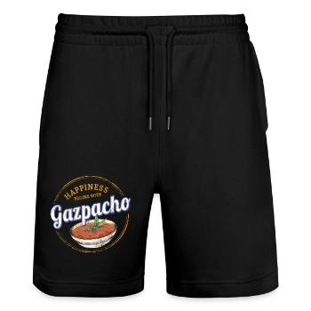 Gazpacho Suppe Retro Koch Vintage Gourmet Spanien - Stanley/Stella Unisex Bio Joggingshorts Trainer  - Schwarz - Vorne - Nik (191cm) & Marisol (170cm)