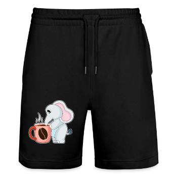 Elephant Coffee Mug - Stanley/Stella Trainer Unisex Organic Jogging Shorts - black - Front - Nik (191cm) & Marisol (170cm)