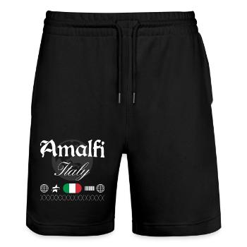 Amalfi Italien Streetwear Reise Souvenir - Stanley/Stella Unisex Bio Joggingshorts Trainer  - Schwarz - Vorne - Nik (191cm) & Marisol (170cm)
