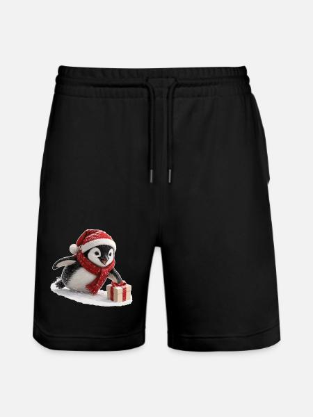 Weihnachts Pinguin - Stanley/Stella Unisex Bio Joggingshorts Trainer - Schwarz