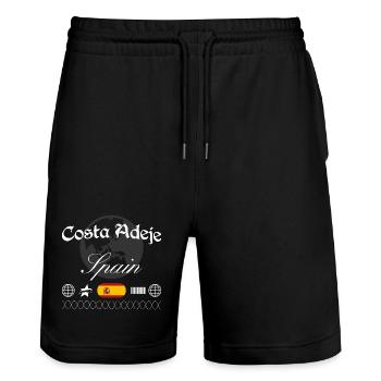 Costa Adeje Spanien Streetwear Reise Souvenir - Stanley/Stella Unisex Bio Joggingshorts Trainer  - Schwarz - Vorne - Nik (191cm) & Marisol (170cm)