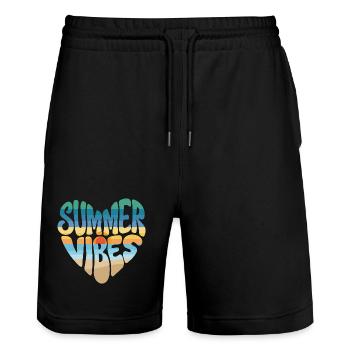 Summer Vibes - Stanley/Stella Trainer Unisex Organic Jogging Shorts - black - Front - Nik (191cm) & Marisol (170cm)