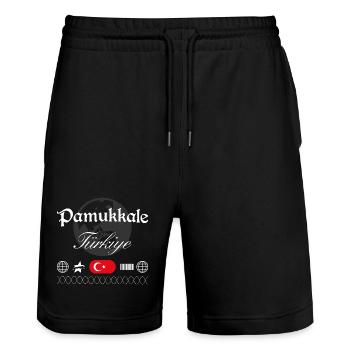 Pamukkale Türkei Streetwear Reise Souvenir - Stanley/Stella Unisex Bio Joggingshorts Trainer  - Schwarz - Vorne - Nik (191cm) & Marisol (170cm)