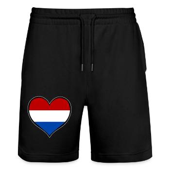 Drapeau du Cœur des Pays-Bas - Short de jogging bio TRAINER Stanley/Stella unisexe - noir - Devant - Nik (191cm) & Marisol (170cm)