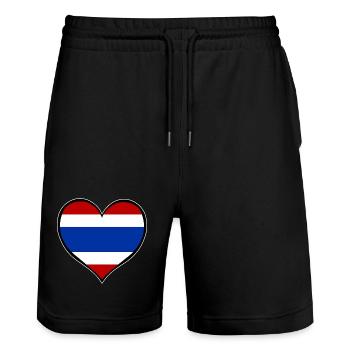 Drapeau du cœur de Thaïlande - Short de jogging bio TRAINER Stanley/Stella unisexe - noir - Devant - Nik (191cm) & Marisol (170cm)
