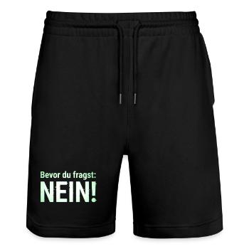 Lustiger Spruch Witziges Statement - Stanley/Stella Unisex Bio Joggingshorts Trainer  - Schwarz - Vorne - Nik (191cm) & Marisol (170cm)
