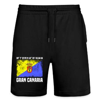 Inseltrip Gran Canaria - Stanley/Stella Unisex Bio Joggingshorts Trainer  - Schwarz - Vorne - Nik (191cm) & Marisol (170cm)