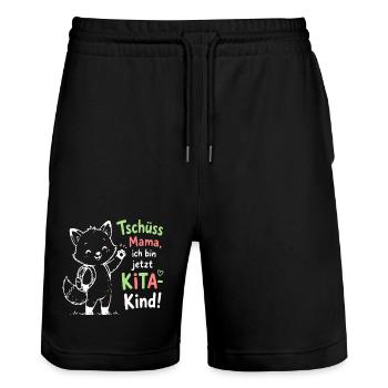 Kita Abschied Fox Illustration - Stanley/Stella Unisex Bio Joggingshorts Trainer  - Schwarz - Vorne - Nik (191cm) & Marisol (170cm)
