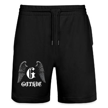 Monogramme gothique avec ailes d’ange - Short de jogging bio TRAINER Stanley/Stella unisexe - noir - Devant - Nik (191cm) & Marisol (170cm)
