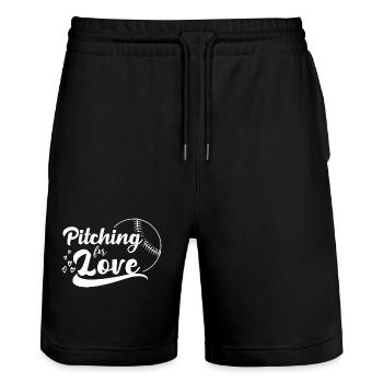 Baseball Player February 14 Valentine's Day Gift - Stanley/Stella Trainer Unisex Organic Jogging Shorts - black - Front - Nik (191cm) & Marisol (170cm)