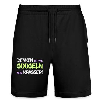 Denken ist wie googeln nur krasser - Stanley/Stella Unisex Bio Joggingshorts Trainer  - Schwarz - Vorne - Nik (191cm) & Marisol (170cm)