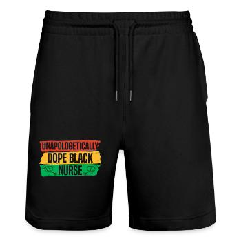 Schwarze Geschichte Krankenschwester Afrika - Stanley/Stella Unisex Bio Joggingshorts Trainer  - Schwarz - Vorne - Nik (191cm) & Marisol (170cm)