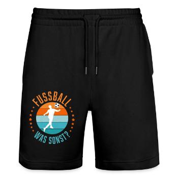 Fußball, was sonst - Stanley/Stella Unisex Bio Joggingshorts Trainer  - Schwarz - Vorne - Nik (191cm) & Marisol (170cm)