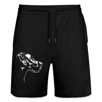 Great Dane Dog Dogs Wilsigns - Stanley/Stella Trainer Unisex Organic Jogging Shorts - black - Front - Nik (191cm) & Marisol (170cm)