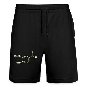 Vanilla Vanillin Molecular Chemical Formula - Stanley/Stella Trainer Unisex Organic Jogging Shorts - black - Front - Nik (191cm) & Marisol (170cm)