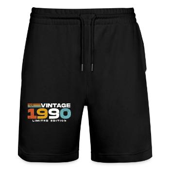 1990's Vintage Retro Birthday Gift - Stanley/Stella Trainer Unisex Organic Jogging Shorts - black - Front - Nik (191cm) & Marisol (170cm)