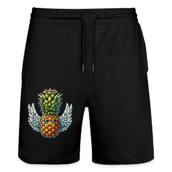 Ananas Angel Ailes Fruit Mignon Drôle - Short de jogging bio TRAINER Stanley/Stella unisexe - noir - Devant - Nik (191cm) & Marisol (170cm)