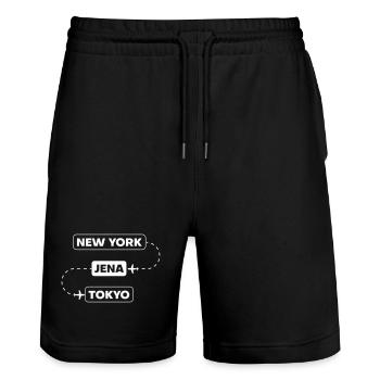 New York Jena Tokyo - Stanley/Stella Trainer Unisex Organic Jogging Shorts - black - Front - Nik (191cm) & Marisol (170cm)