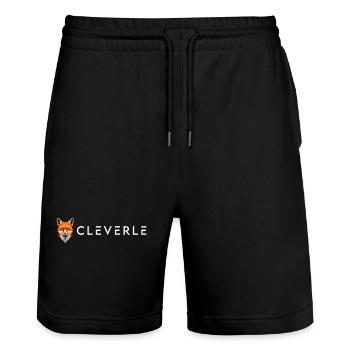 Clerer Fuchs Geometrie Cleverle Design - Stanley/Stella Unisex Bio Joggingshorts Trainer  - Schwarz - Vorne - Nik (191cm) & Marisol (170cm)