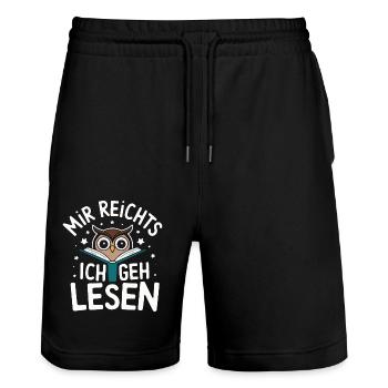 oiseau de nuit hibou hibou oiseau - Short de jogging bio TRAINER Stanley/Stella unisexe - noir - Devant - Nik (191cm) & Marisol (170cm)