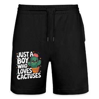 Cactus Cacti Desert Plant - Stanley/Stella Trainer Unisex Organic Jogging Shorts - black - Front - Nik (191cm) & Marisol (170cm)