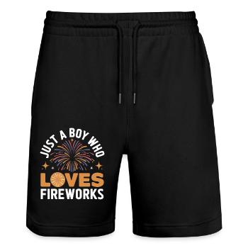Pyrotechnics Fireworks Pyrotechnics - Stanley/Stella Trainer Unisex Organic Jogging Shorts - black - Front - Nik (191cm) & Marisol (170cm)