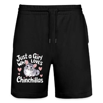 Chinchilla Chinchillas Mouse - Stanley/Stella Trainer Unisex Organic Jogging Shorts - black - Front - Nik (191cm) & Marisol (170cm)