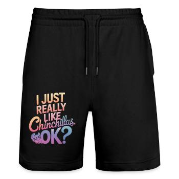 Chinchilla Chinchillas Mouse - Stanley/Stella Trainer Unisex Organic Jogging Shorts - black - Front - Nik (191cm) & Marisol (170cm)