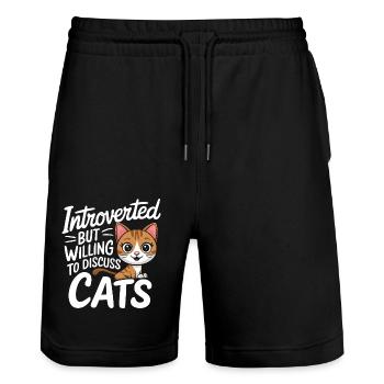 Introvert, antisocial, introvert - Stanley/Stella Trainer Unisex Organic Jogging Shorts - black - Front - Nik (191cm) & Marisol (170cm)