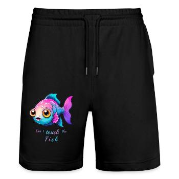 Sweet Colorful Fish - Stanley/Stella Trainer Unisex Organic Jogging Shorts - black - Front - Nik (191cm) & Marisol (170cm)