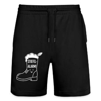 Boots Beer - Stanley/Stella Trainer Unisex Organic Jogging Shorts - black - Front - Nik (191cm) & Marisol (170cm)