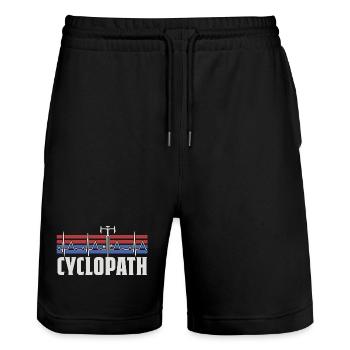 CYCLOPATH GRAVEL RENNRAD RADSPORT SPRUCH FAHRRAD - Stanley/Stella Unisex Bio Joggingshorts Trainer  - Schwarz - Vorne - Nik (191cm) & Marisol (170cm)