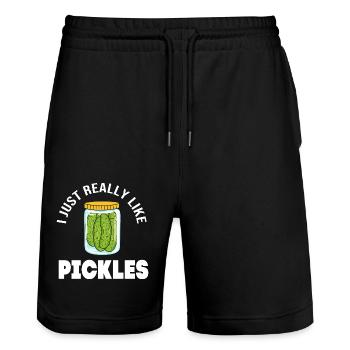 Pickle Cucumber Cucumber - Stanley/Stella Trainer Unisex Organic Jogging Shorts - black - Front - Nik (191cm) & Marisol (170cm)