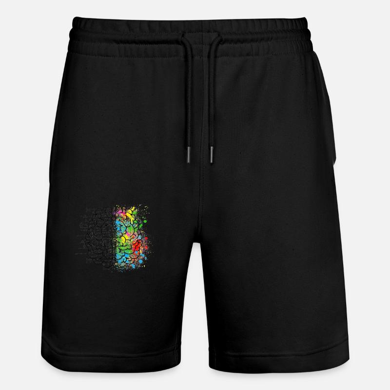 Kreative oder logich im Gehirn - Stanley/Stella Unisex Bio Joggingshorts Trainer  - Schwarz