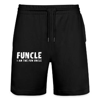 funcle spass onkel - Stanley/Stella Unisex Bio Joggingshorts Trainer  - Schwarz - Vorne - Nik (191cm) & Marisol (170cm)