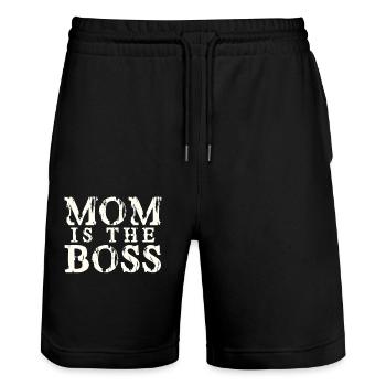 Maman est le patron - Short de jogging bio TRAINER Stanley/Stella unisexe - noir - Devant - Nik (191cm) & Marisol (170cm)