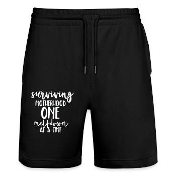 Mutter Mama Respekt Müde Stärke Humor Alptraum - Stanley/Stella Unisex Bio Joggingshorts Trainer  - Schwarz - Vorne - Nik (191cm) & Marisol (170cm)