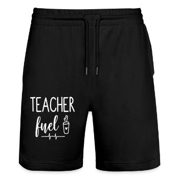 Coffee Gift Education School Proverbs Teacher Training - Stanley/Stella Trainer Unisex Organic Jogging Shorts - black - Front - Nik (191cm) & Marisol (170cm)