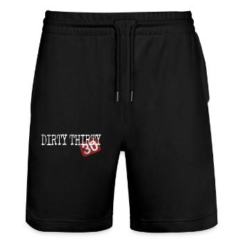 Dirty Thirty / 30. Geburtstag / 30 / Dreißig - Stanley/Stella Unisex Bio Joggingshorts Trainer  - Schwarz - Vorne - Nik (191cm) & Marisol (170cm)