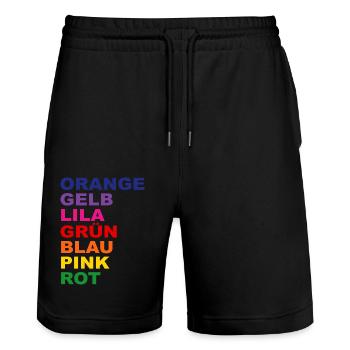 T-shirt arc-en-ciel - Short de jogging bio TRAINER Stanley/Stella unisexe - noir - Devant - Nik (191cm) & Marisol (170cm)