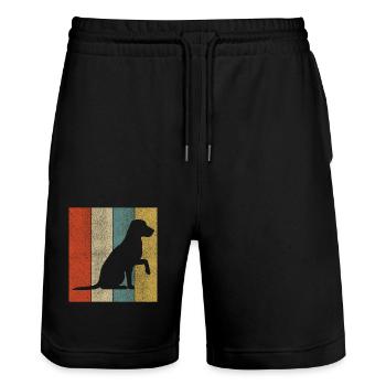 Labrador chien cadeau caresses chiens - Short de jogging bio TRAINER Stanley/Stella unisexe - noir - Devant - Nik (191cm) & Marisol (170cm)