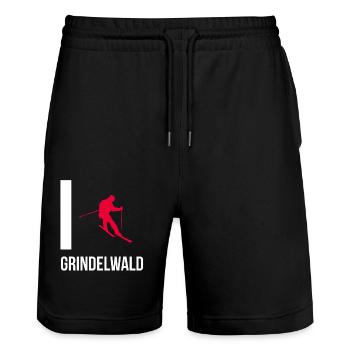 I love Grindelwald - Stanley/Stella Unisex Bio Joggingshorts Trainer  - Schwarz - Vorne - Nik (191cm) & Marisol (170cm)