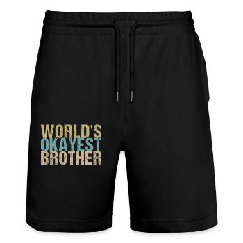 Best brother in the world - Stanley/Stella Trainer Unisex Organic Jogging Shorts - black - Front - Nik (191cm) & Marisol (170cm)