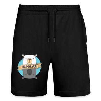 Bipolar T-Shirt - Eisbär Bipolar Geschenkidee - Stanley/Stella Unisex Bio Joggingshorts Trainer  - Schwarz - Vorne - Nik (191cm) & Marisol (170cm)